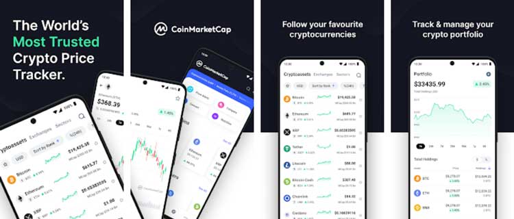 Interfaz de la app CoinMarketCap.
